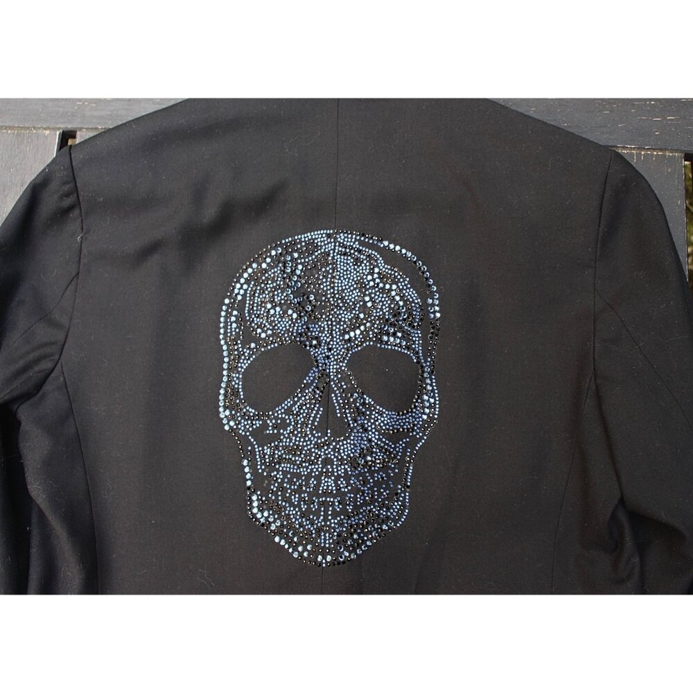 Zadig & Voltaire - Women's Encrusted Skull Blazer in Black + Blue Skull, Large - Picture 3 of 14